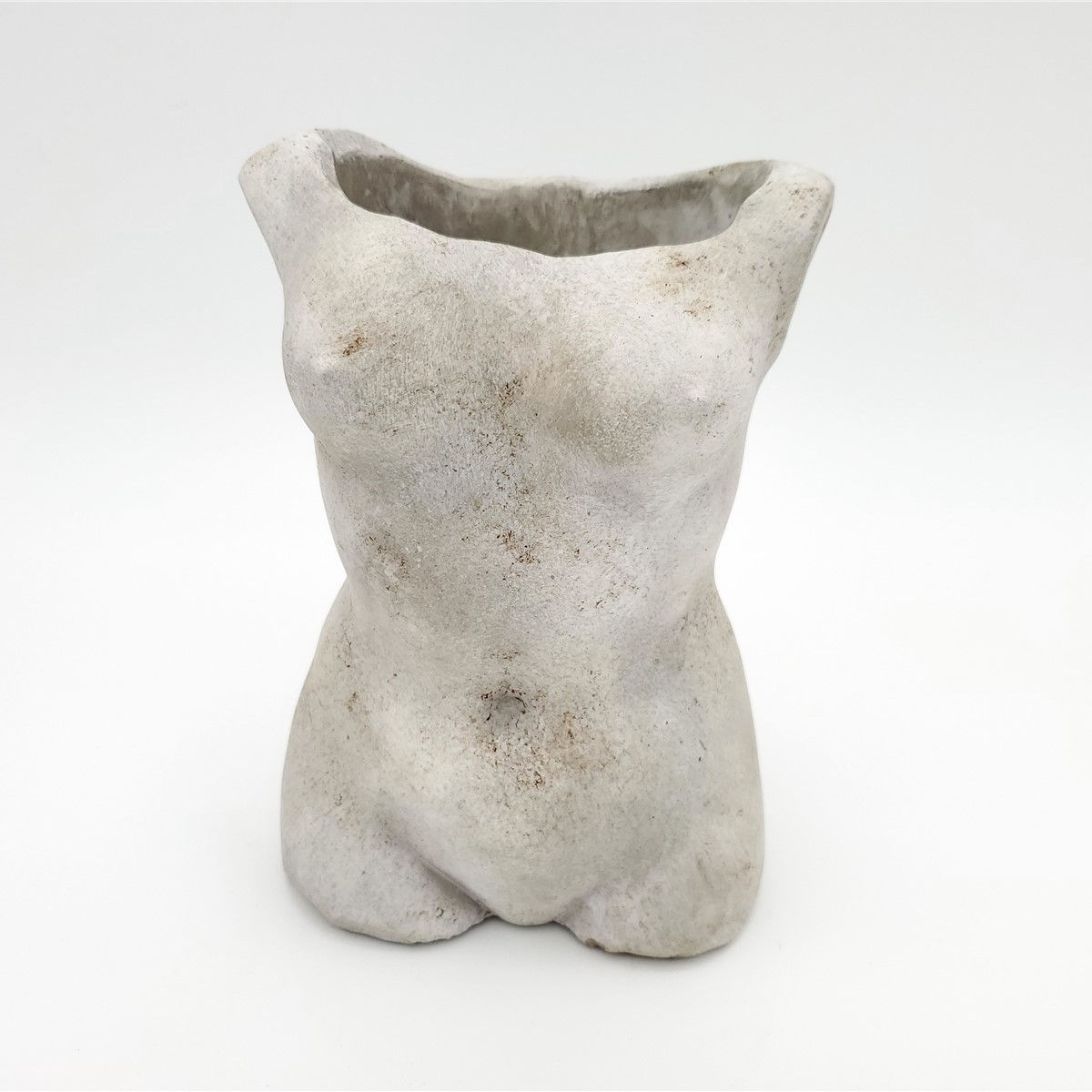 Macetero Torso Femenino - Cemento - 15x11x21 cm