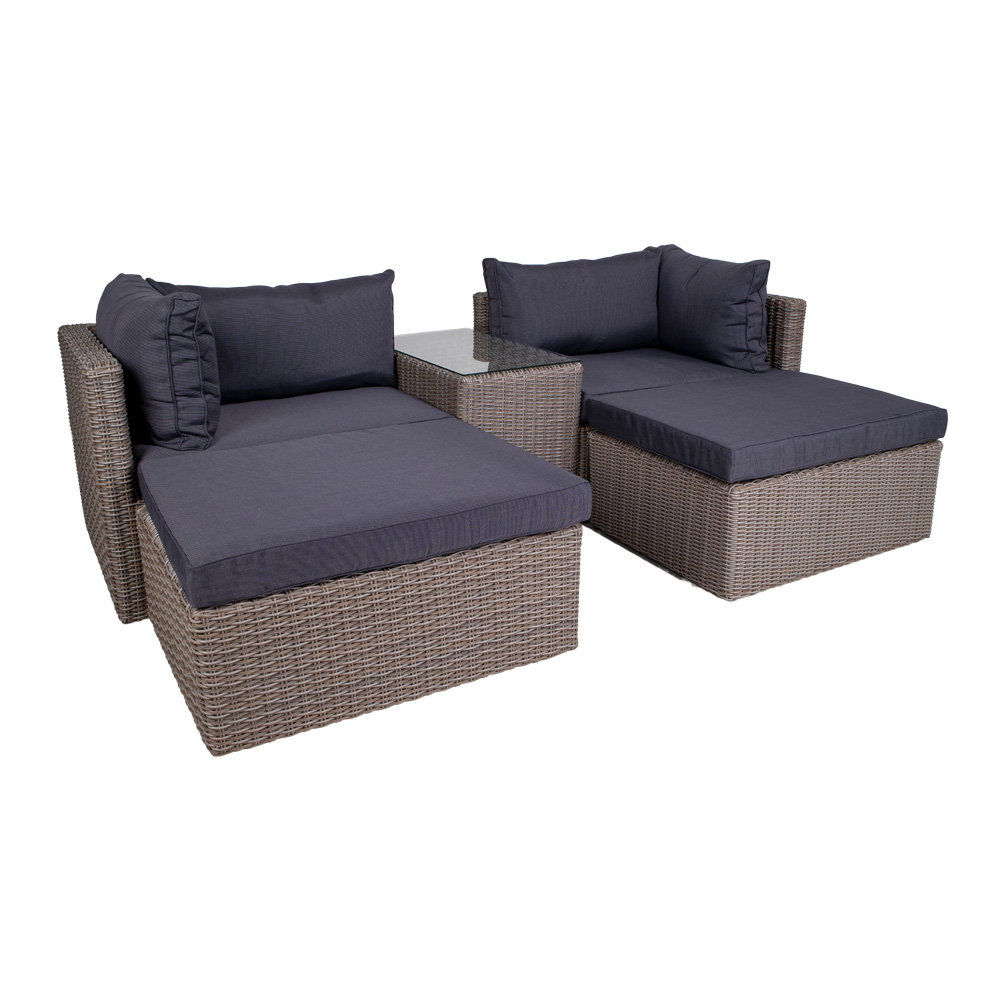 Conjunto Lounge Rossi - 2 sillones, 2 pufs, 1 mesa auxiliar