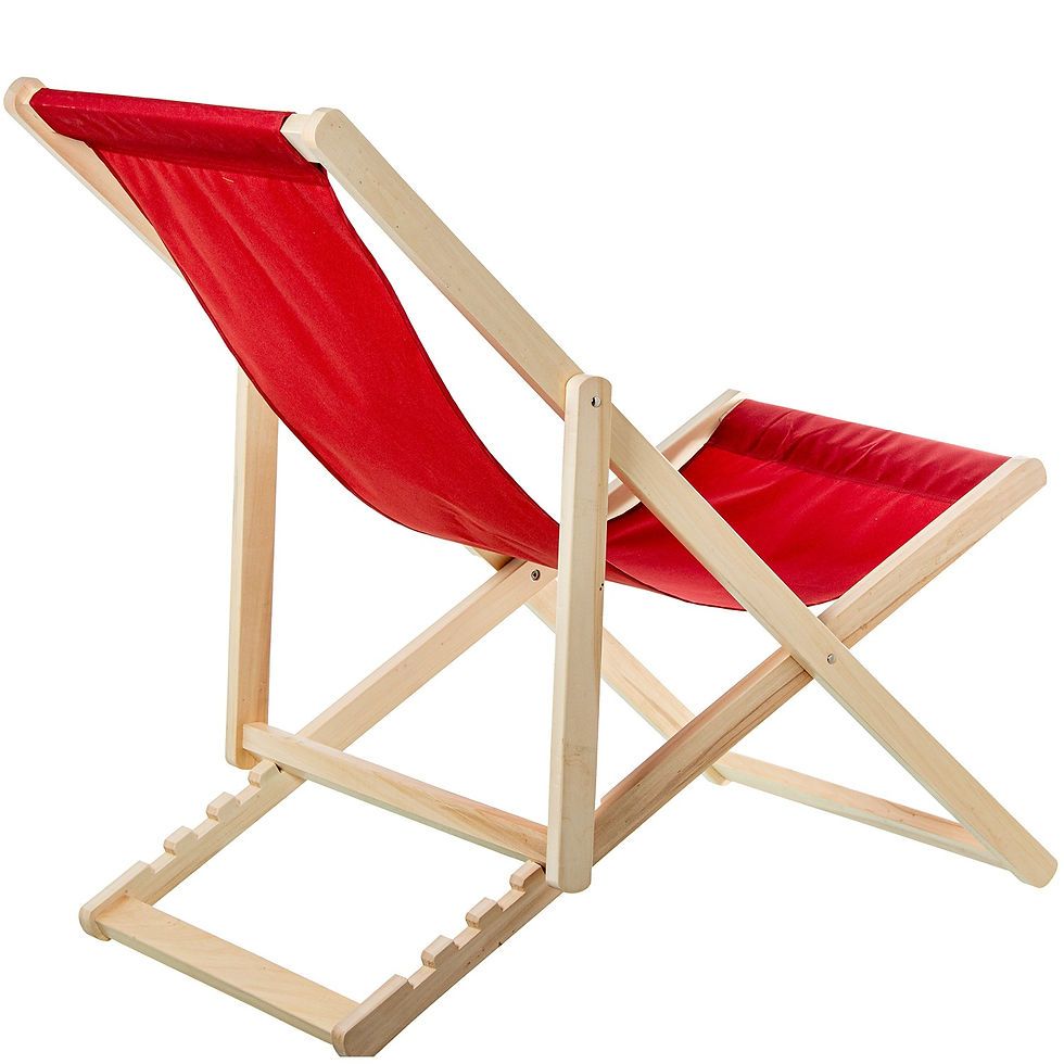 Miniatura: Silla de playa plegable de madera - Roja - 4 posiciones