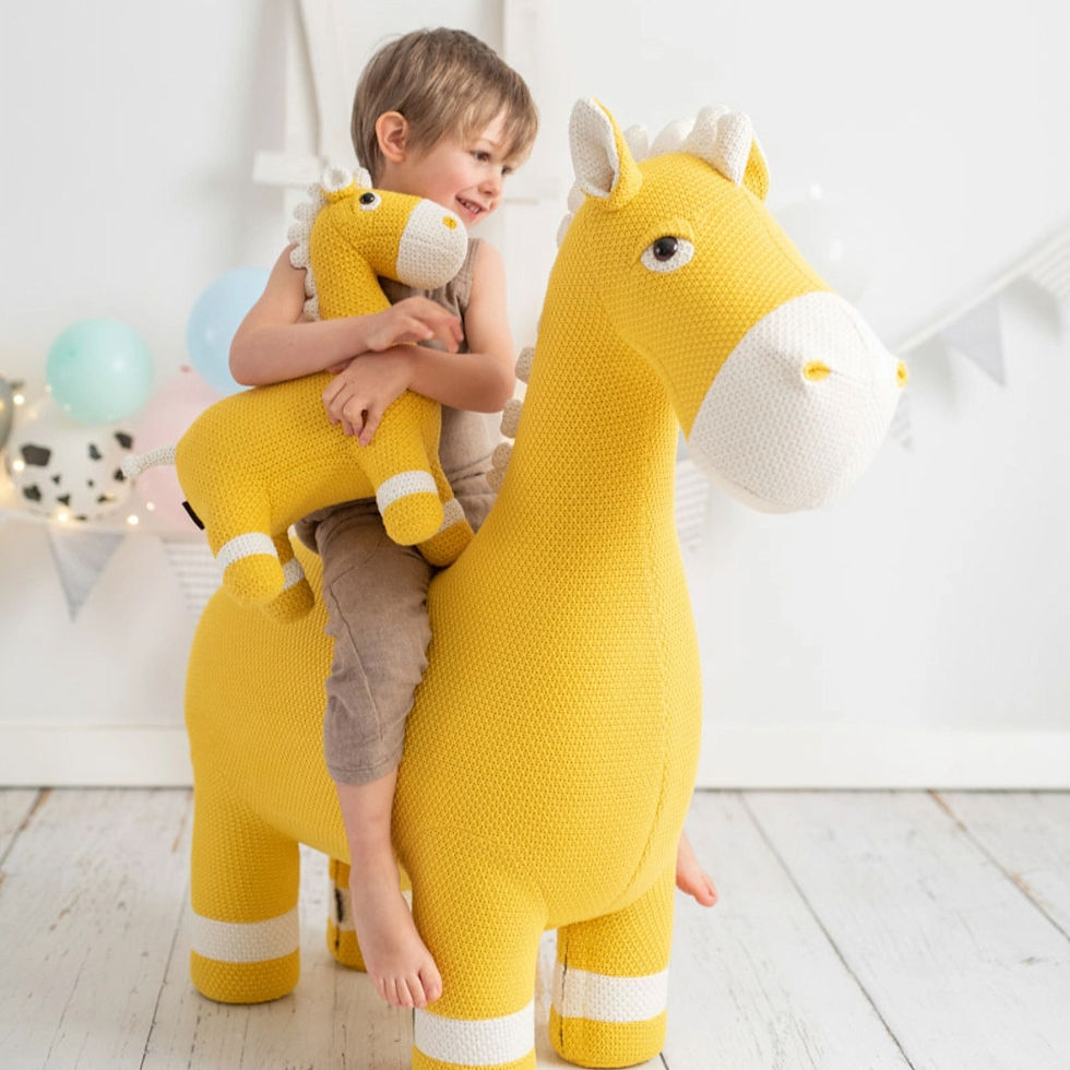 Miniatura: Peluche algodón Caballo - Amarillo