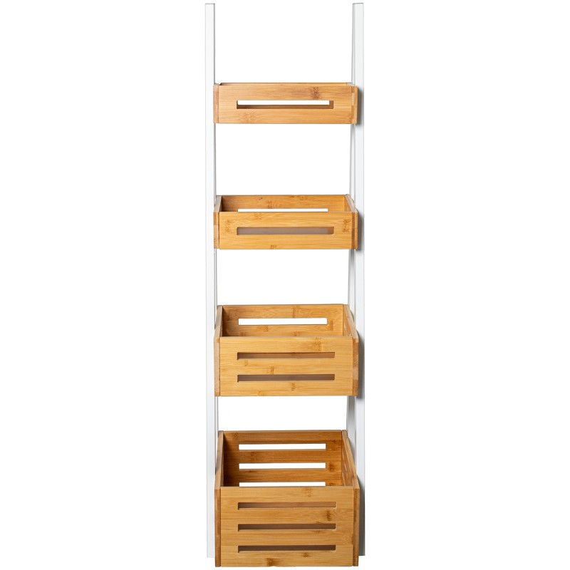 Miniatura: Estante de baño de madera blanca y natural 30x21x96