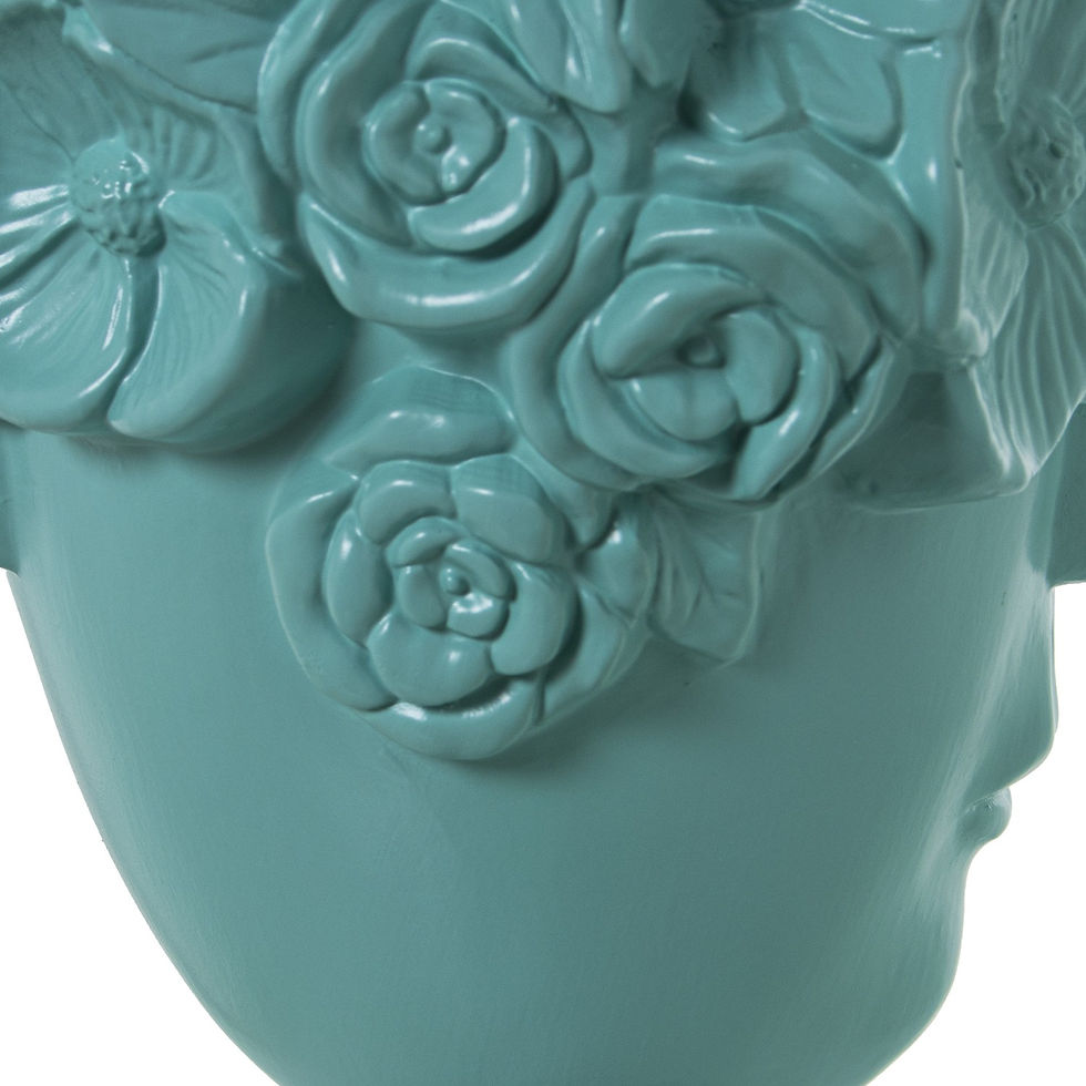 Thumbnail: Sea-Green Face Vase with Flowers - Ø17x28cm