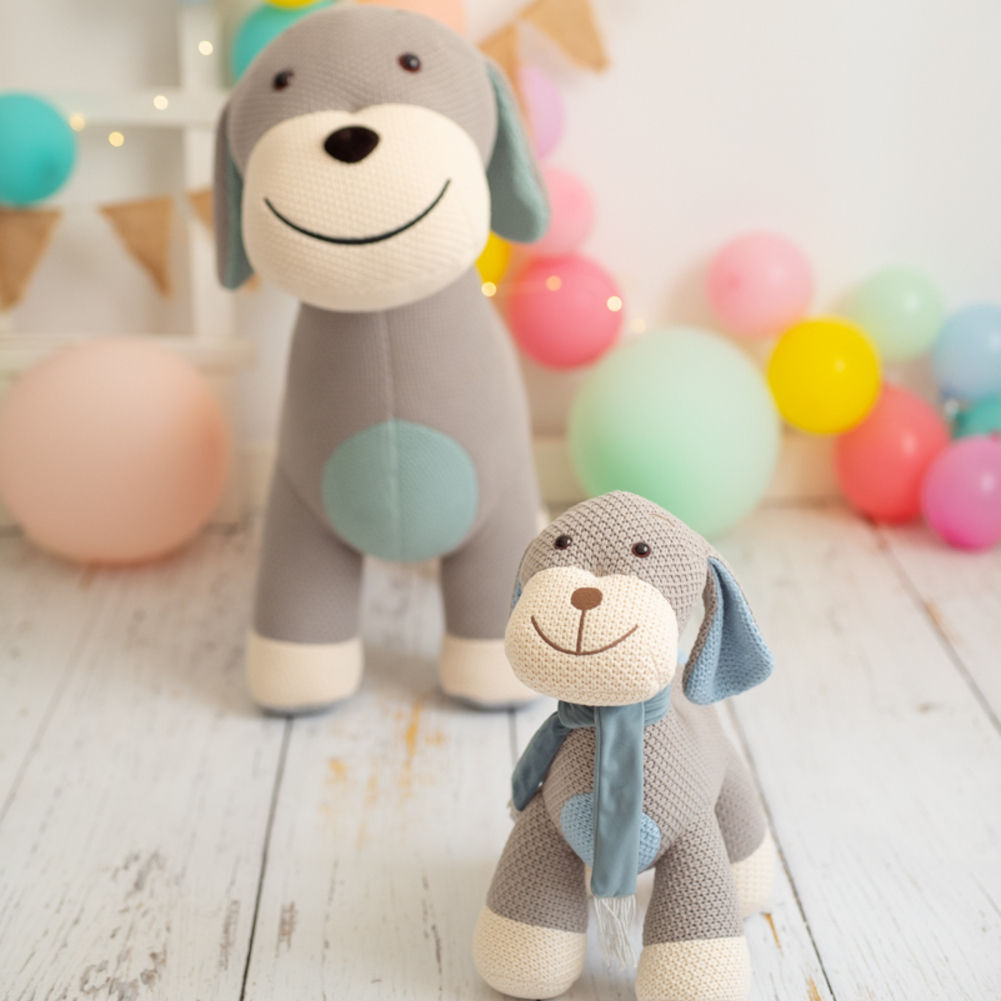 Set 2 peluches algodón Perro Cocker - Maxi y Mini, gris y azul