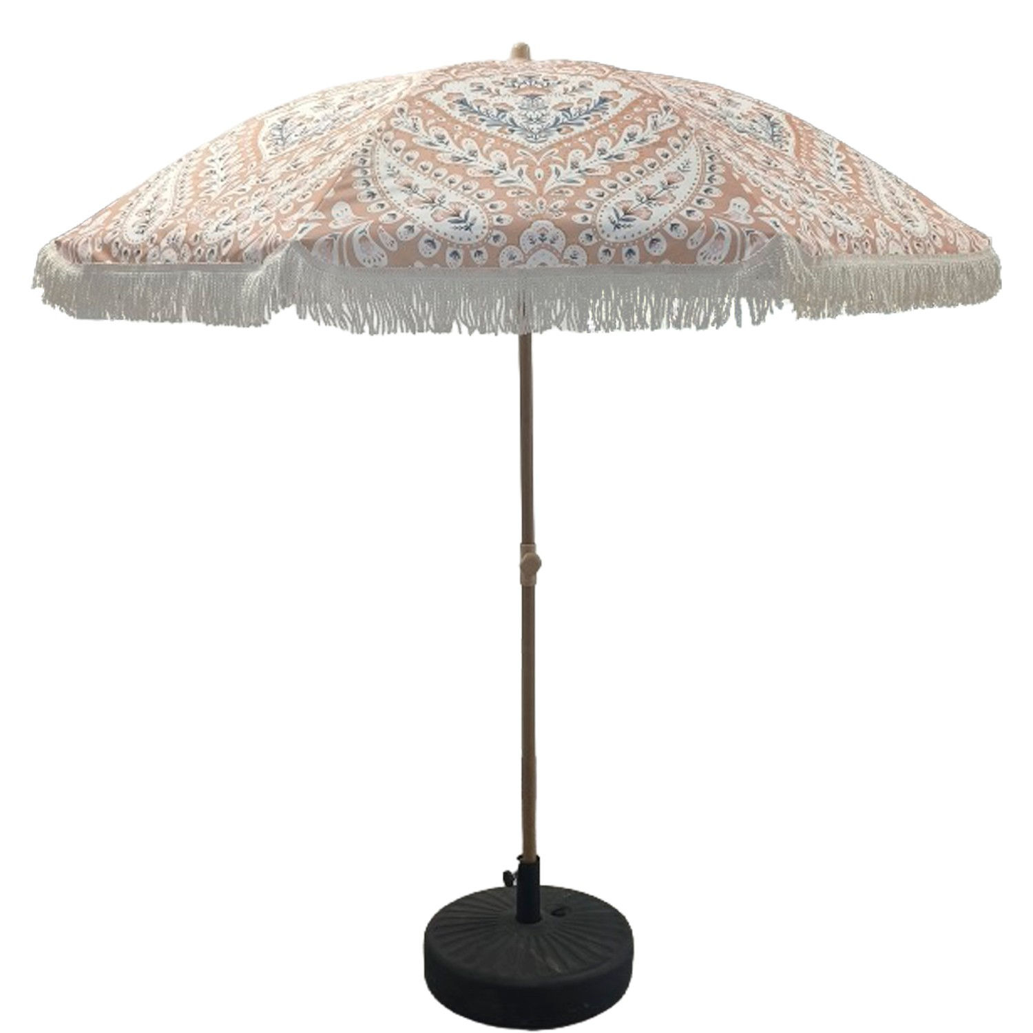 Guarda-sol com franjas Santorini Boho - ∅195x205 cm