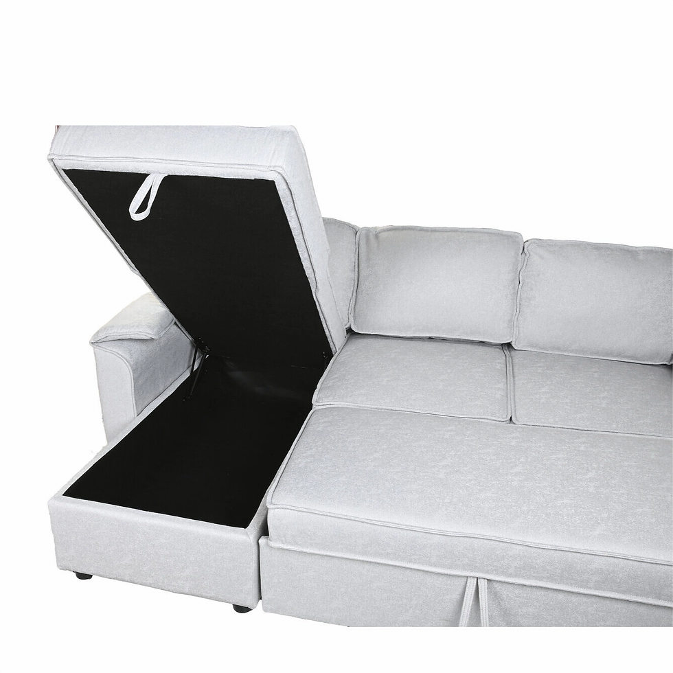 Miniatura: Sofá Cama de Poliéster Gris Claro - 220x153x88 cm