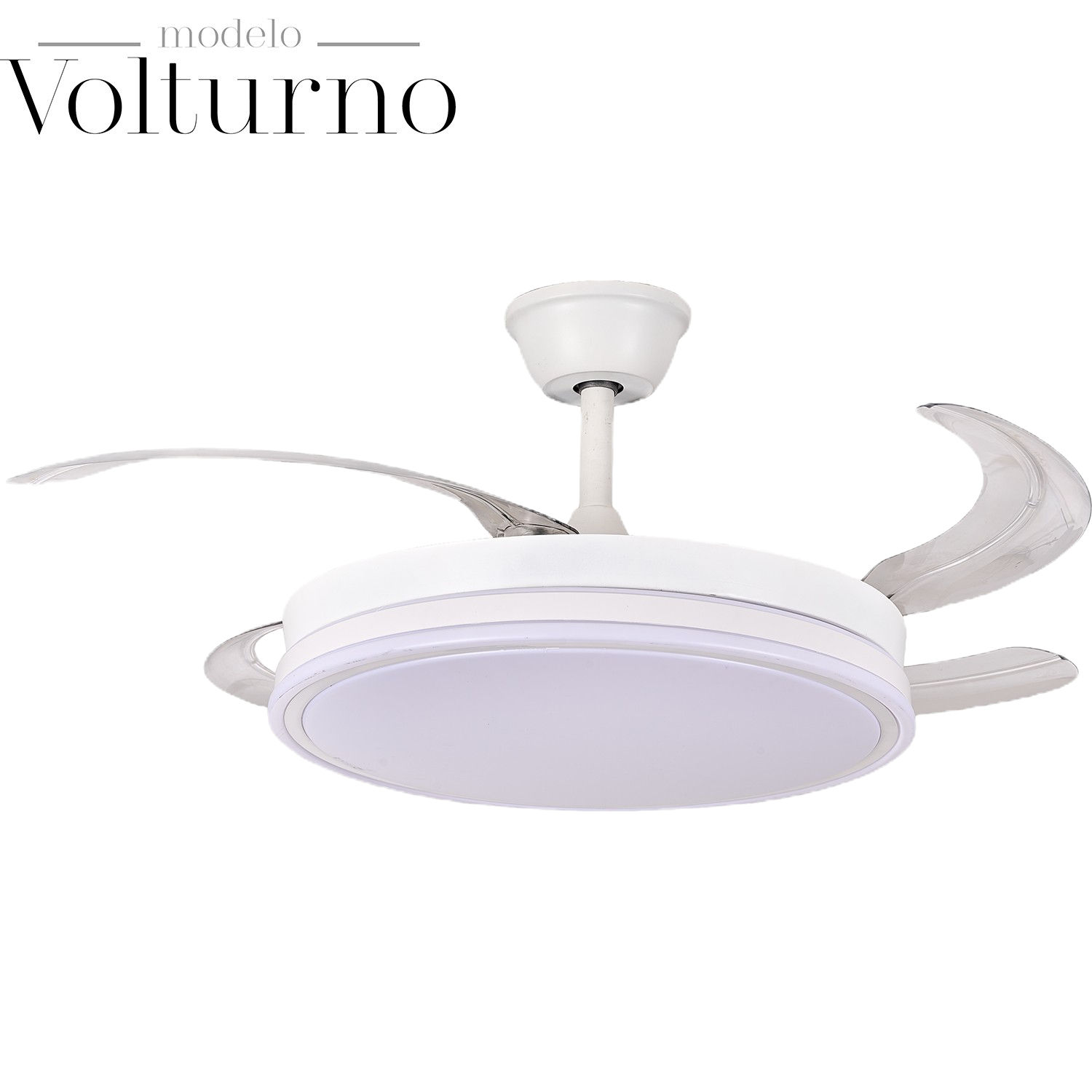 Ventilador de Techo Volturno - Blanco, con Aspas Retráctiles, Luz LED y Motor DC
