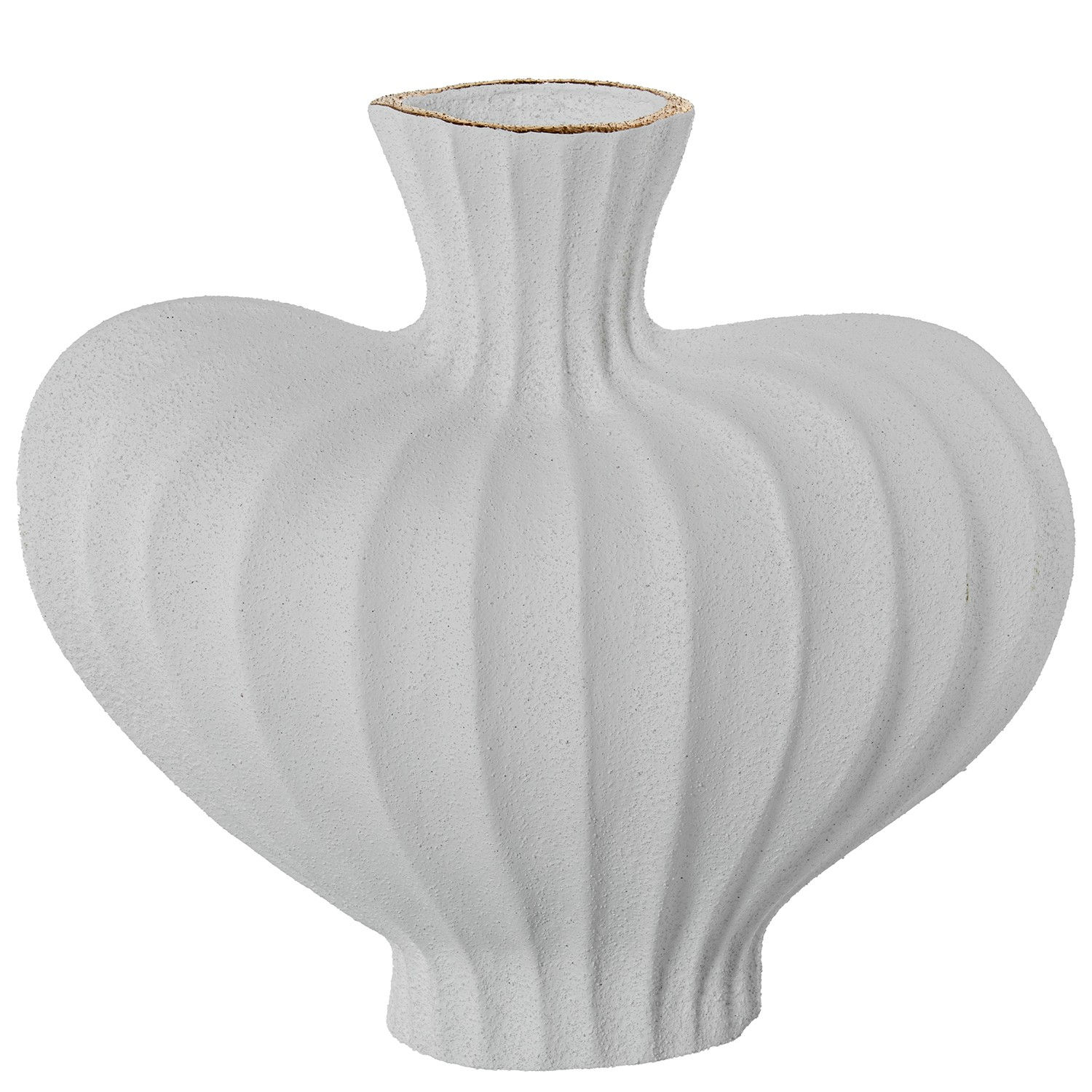 Jarrón Wavy en Blanco y Dorado - 34×19×31 cm