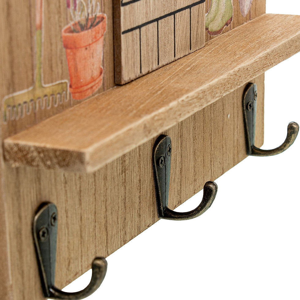 Miniatura: Porta-Chaves de Parede em Madeira - Design de Casinha com 3 Ganchos - 20×4×30 cm