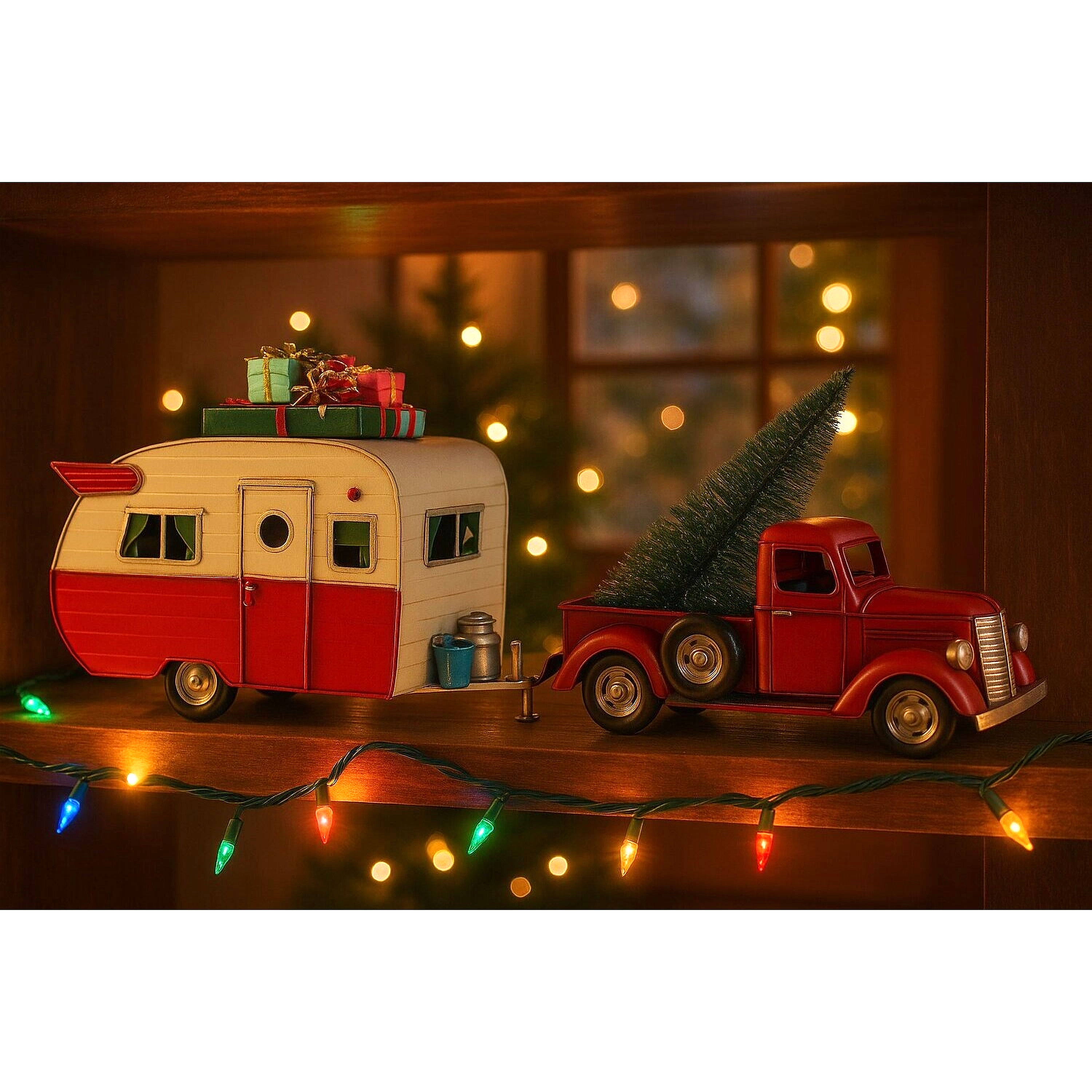Metal Decorative Vehicle - Red Caravan