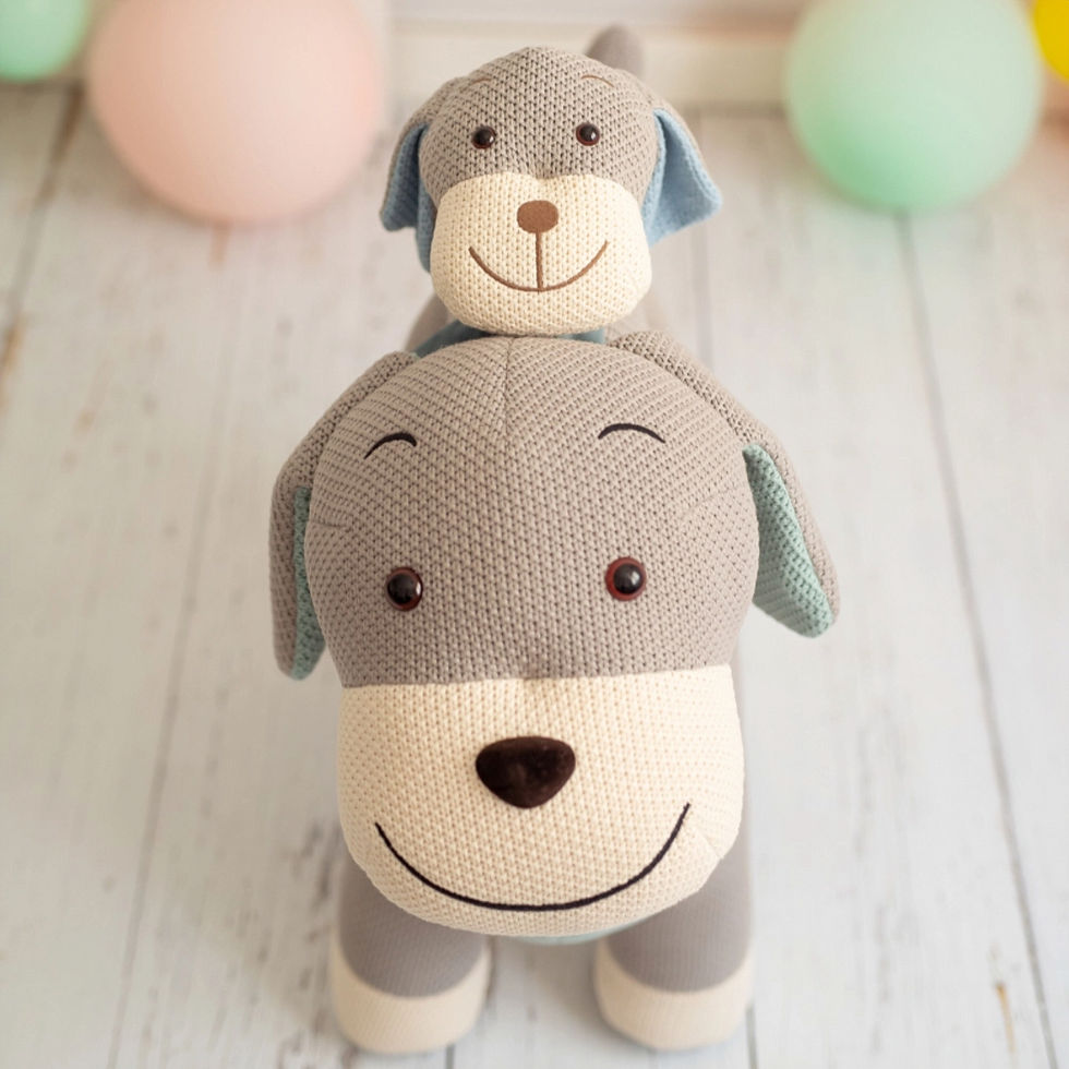 Miniatura: Cão Cocker de Peluche - Cinza e Azul