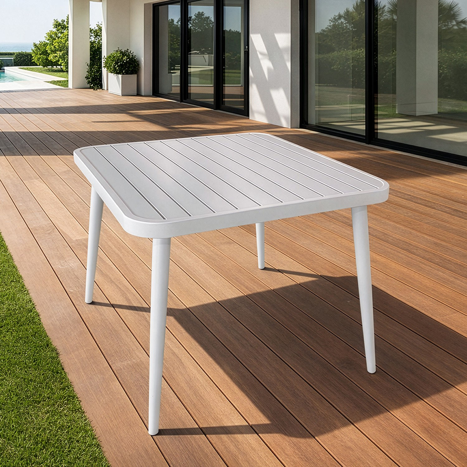 Mesa de Exterior de Aluminio - Blanco
