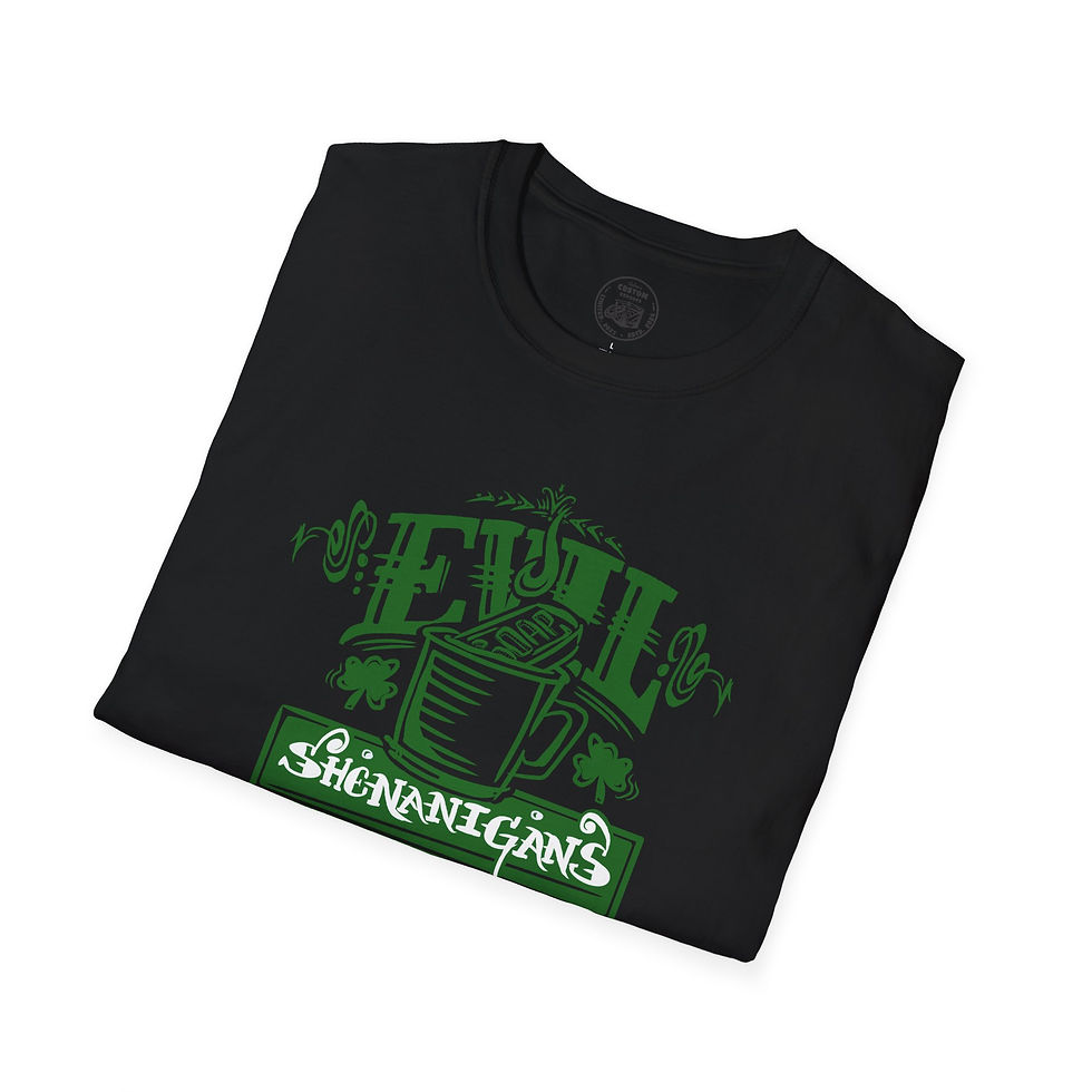 Thumbnail: Evil Shenanigans Unisex Softstyle T-Shirt, Fun St Paddy's Patty's Patrick's Day