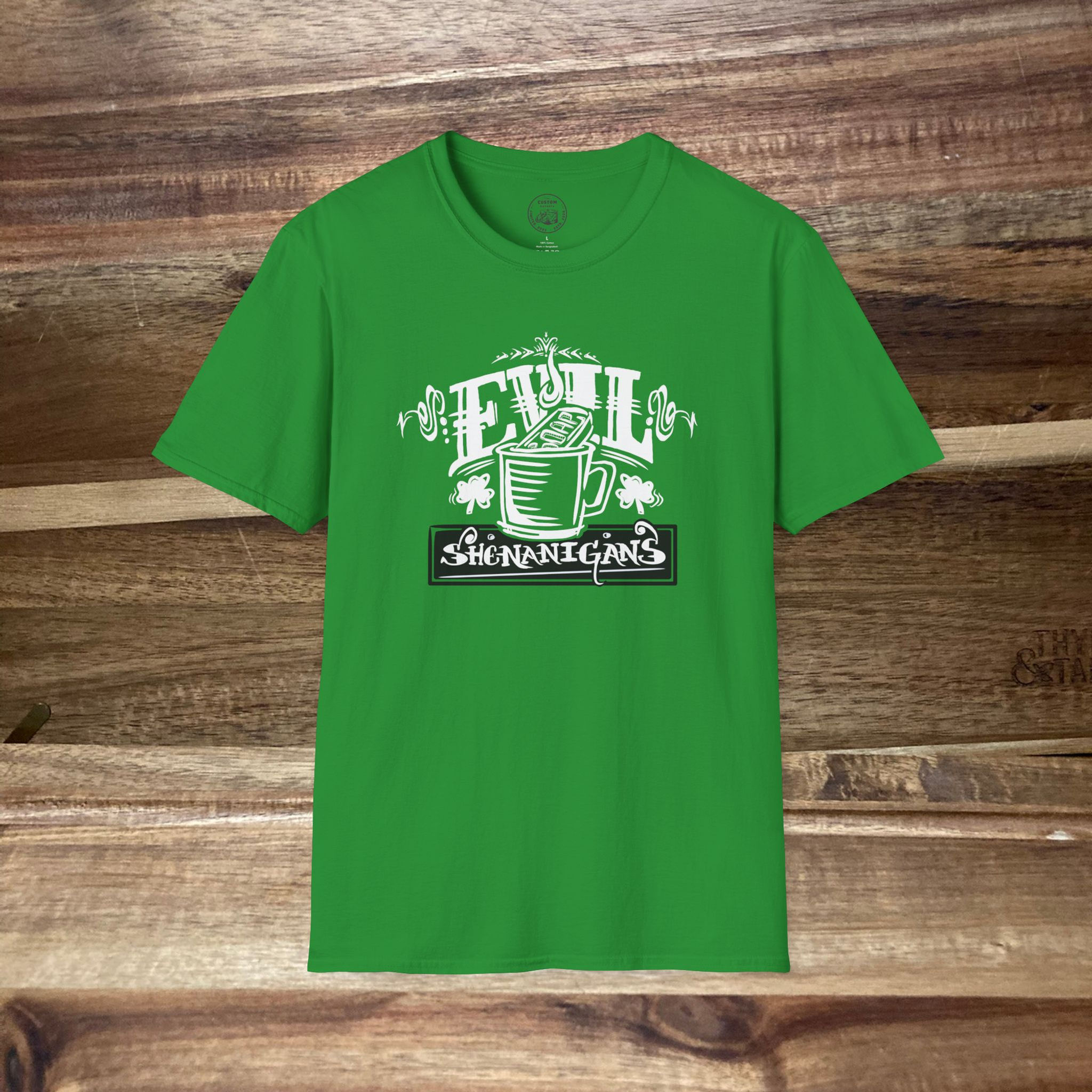 Evil Shenanigans Unisex Softstyle T-Shirt, Fun St Paddy's Patty's Patrick's Day