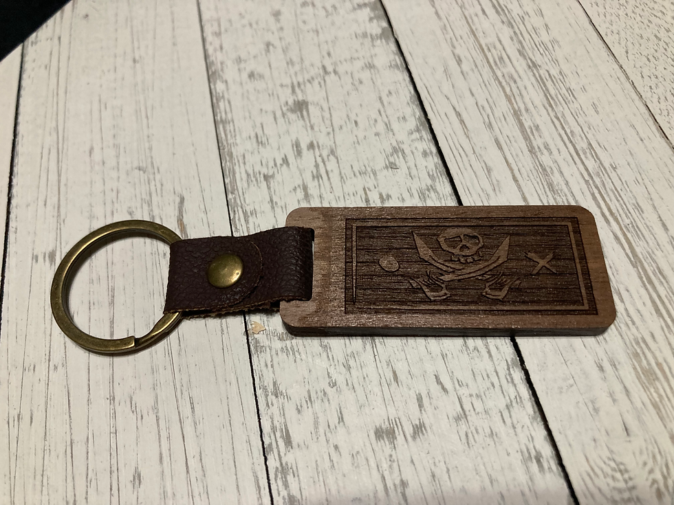 Thumbnail: Custom Engraved Dark Wood Keychains - Customizable Front & Back Name Logo Design
