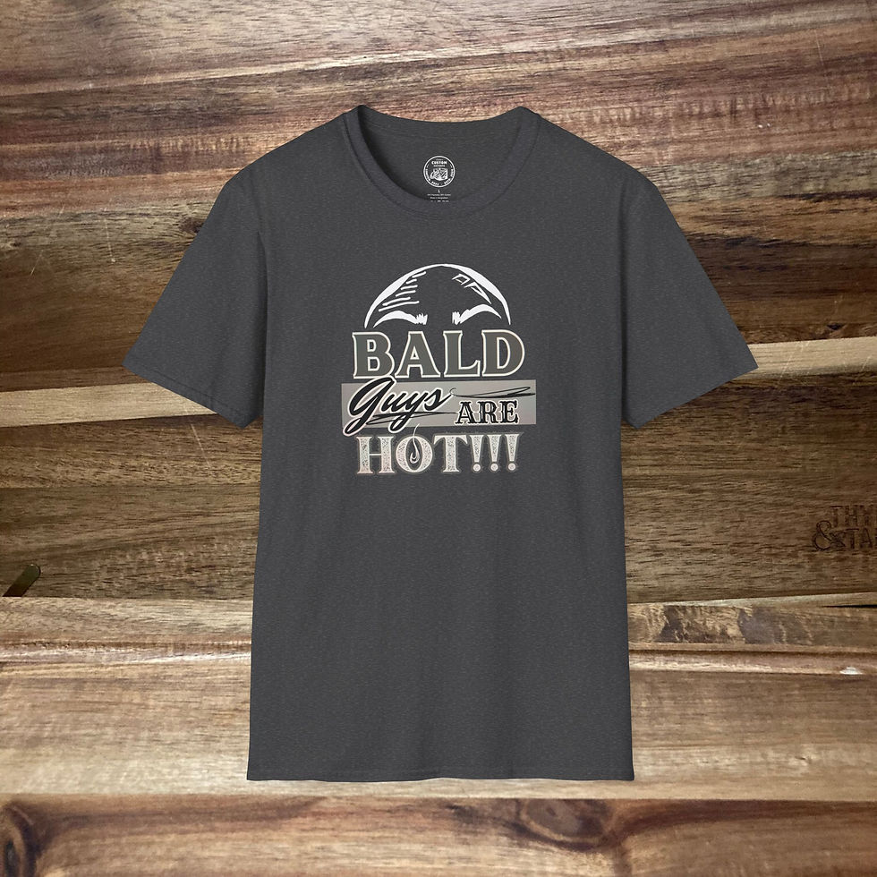 Thumbnail: Bald Guys Are Hot T-Shirt, Funny Quote Unisex Softstyle Top, Humorous Casual Tee