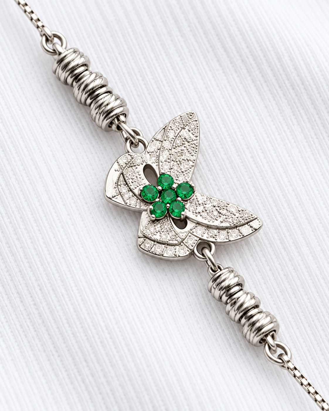 Emerald Blossom Silver Bracelet