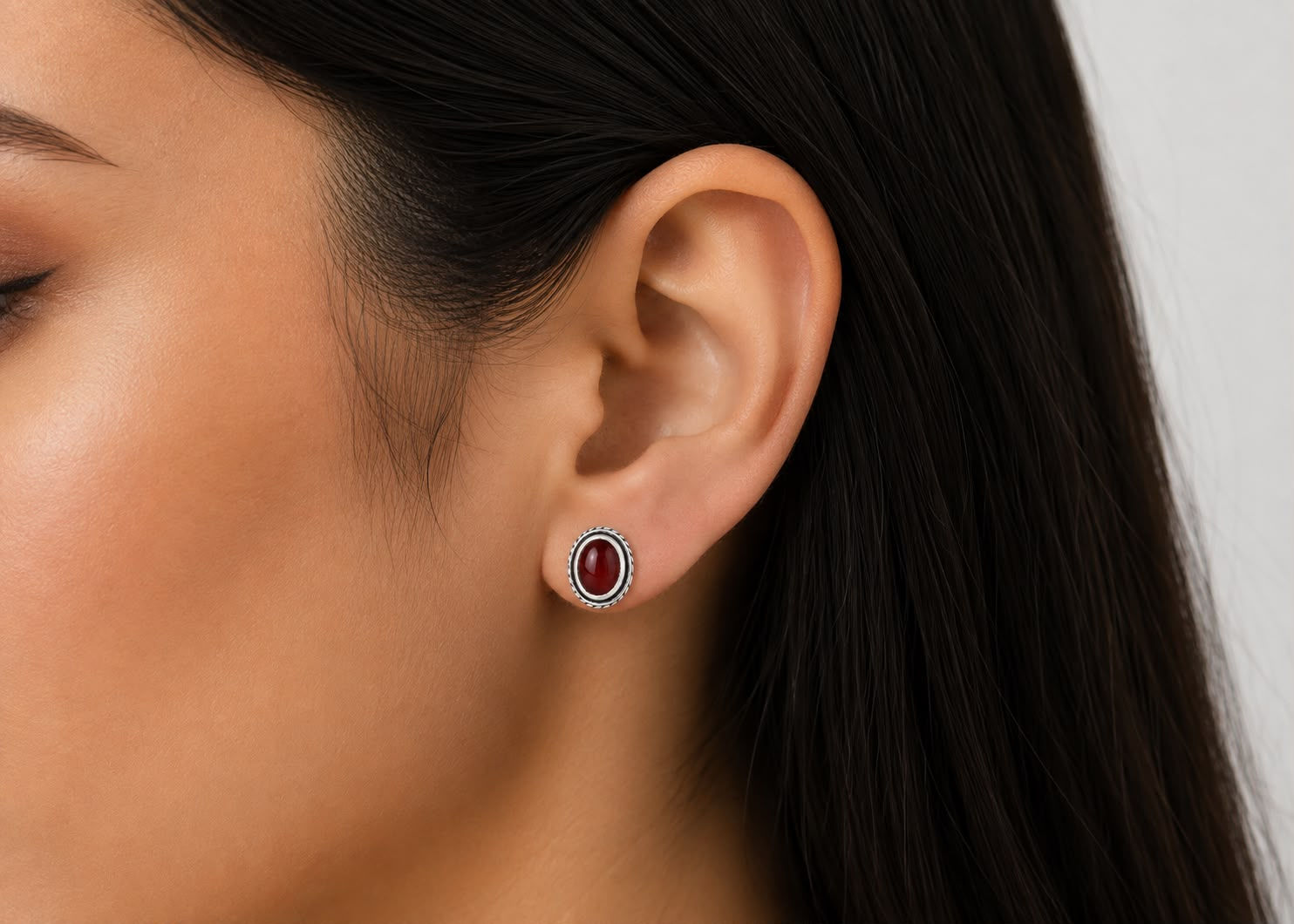 Crimson Glow Silver Studs