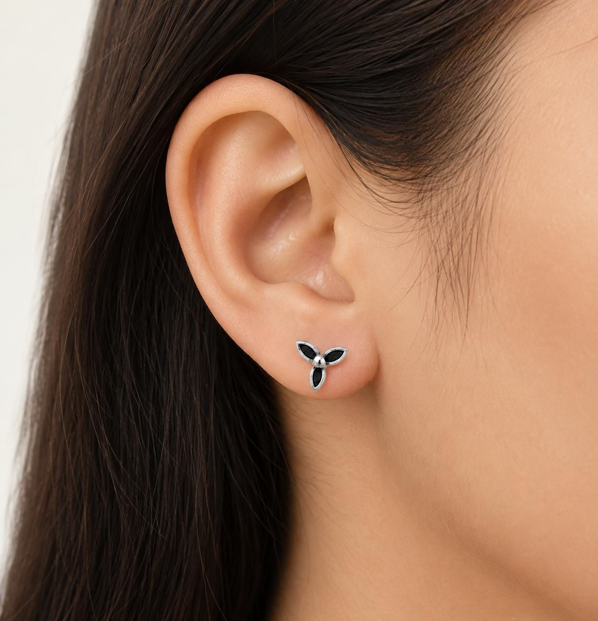 Midnight Petal Stud