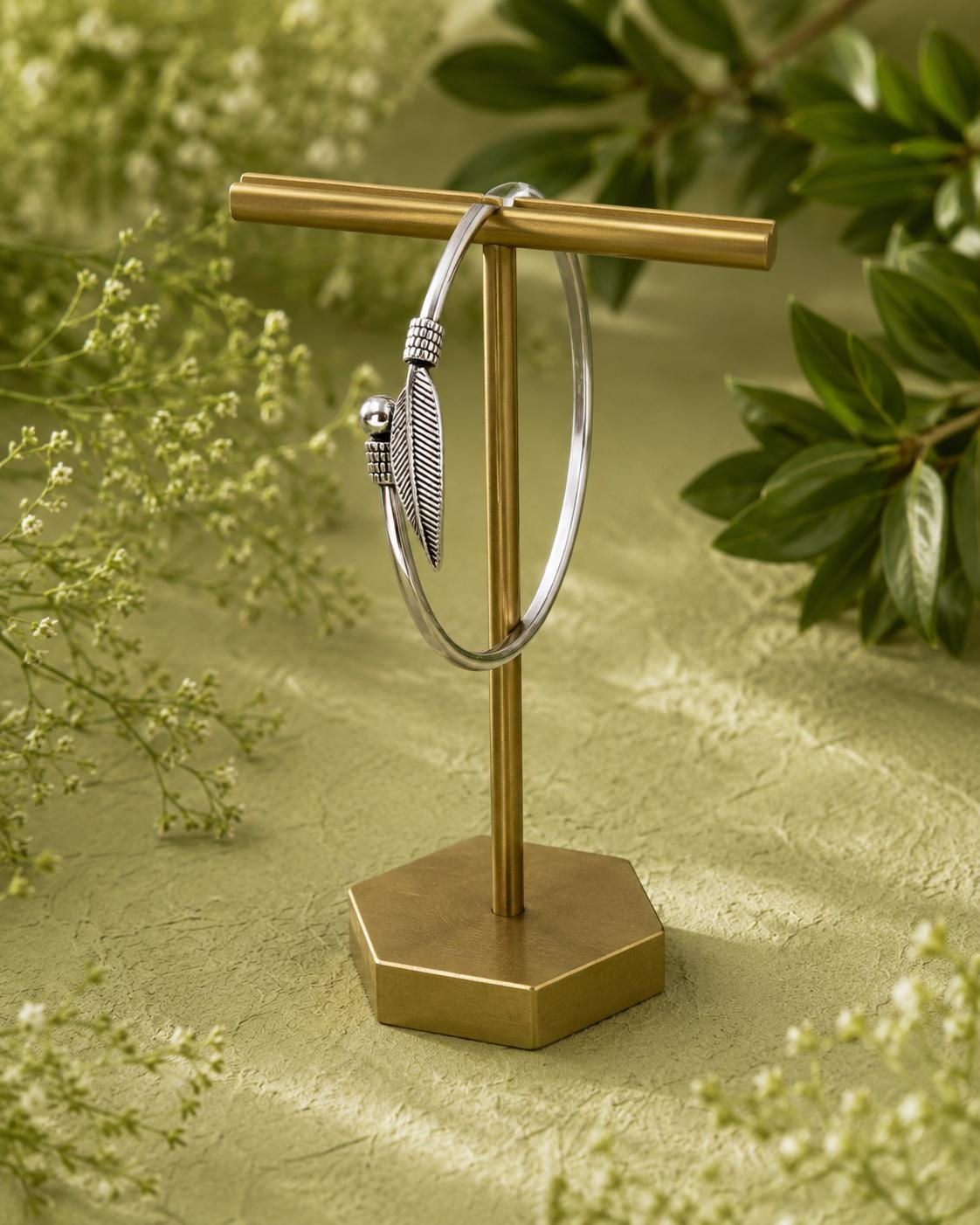 Silver feather Bangle
