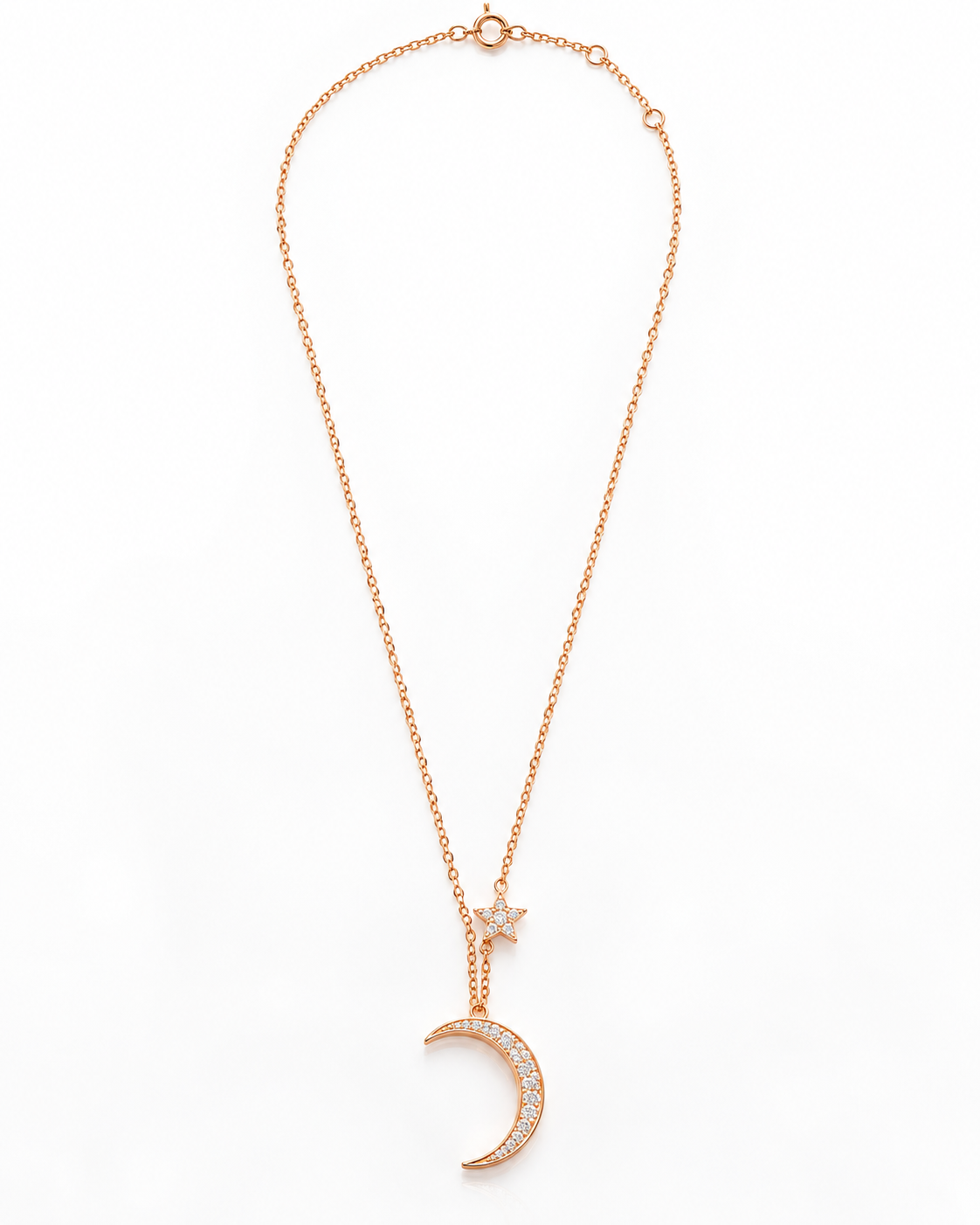 Celestial Moon & Star Rose Gold Necklace