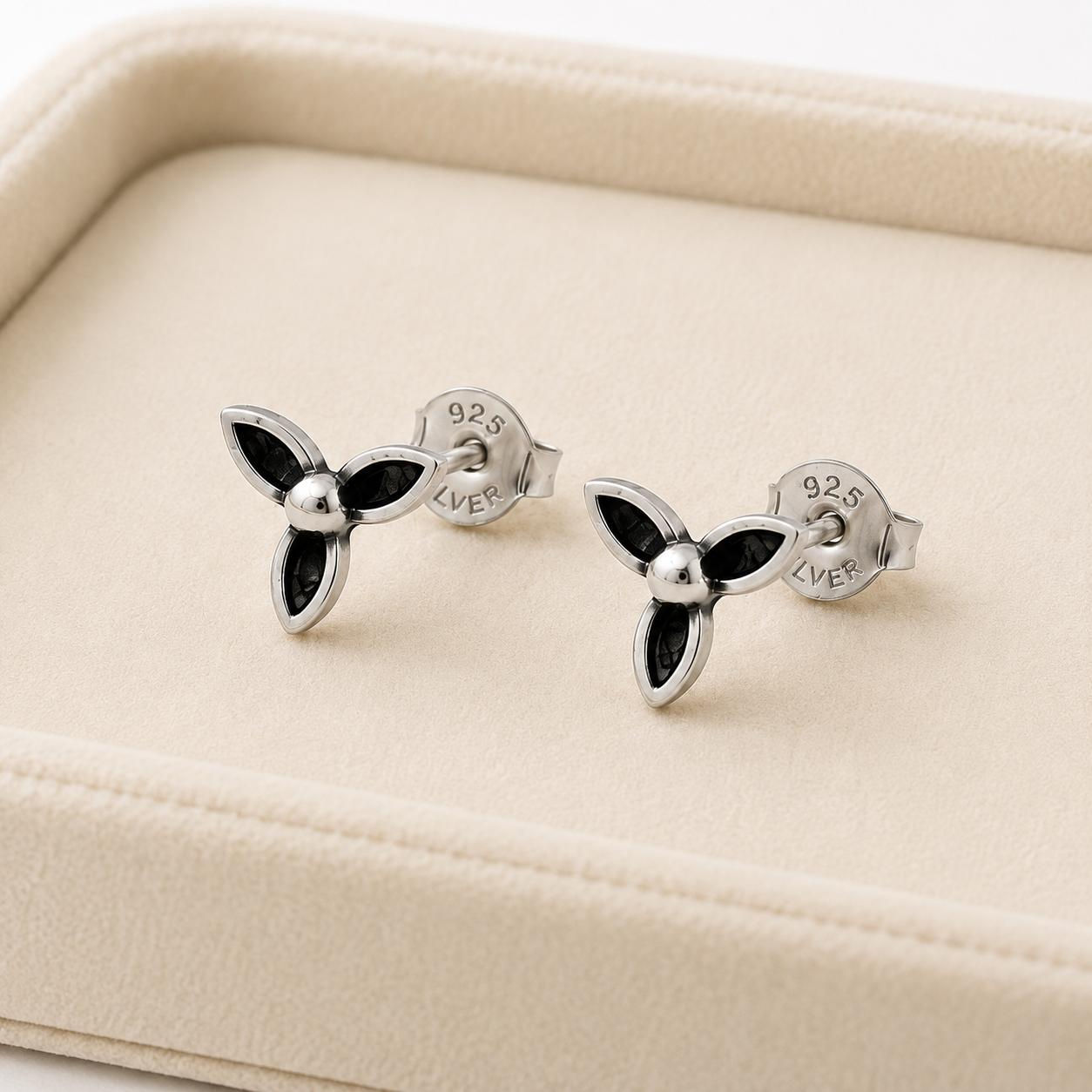 Midnight Petal Stud