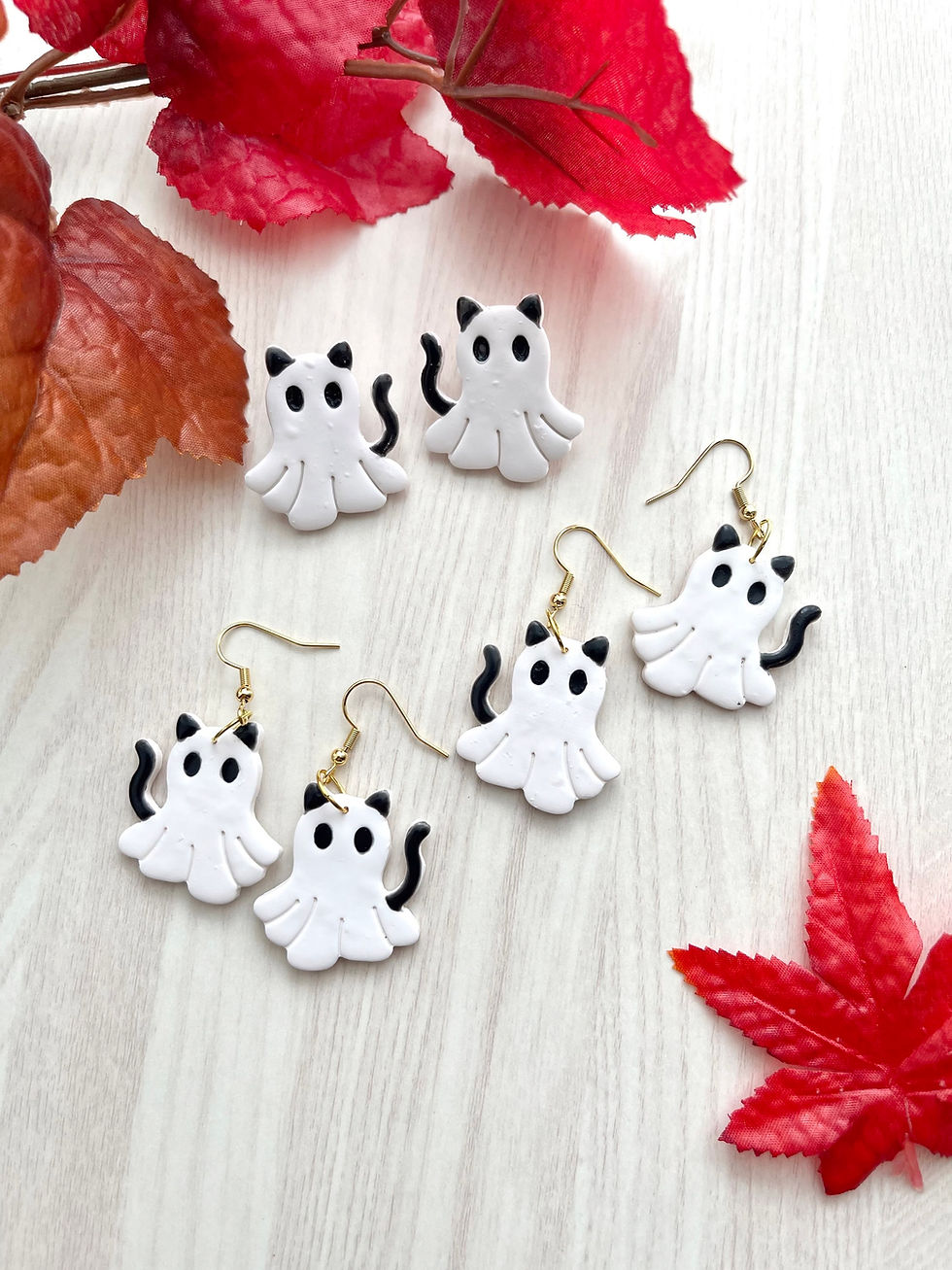 Ghost cat earrings