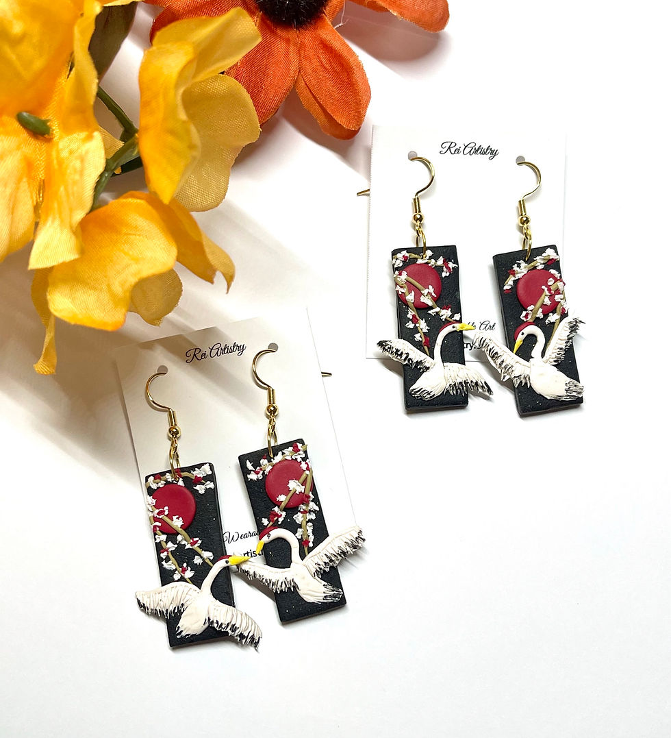 Thumbnail: Japanese crane earrings 