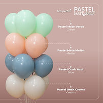 sempertex balloons, pastel matte green, pastel matte melon, pastel dusk blue, pastel dusk cream