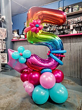 5th birthday balloons, rainbow balloons, 5th birthday balloon marquee, 5th birthday balloon number stackma