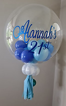 Personalised bubble balloon, 21st birthday balloon, blue balloon