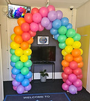 balloon arch, rainbow balloon arch, rainbow balloons