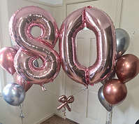 80th birthday balloons, rose gold balloons, reflex balloons