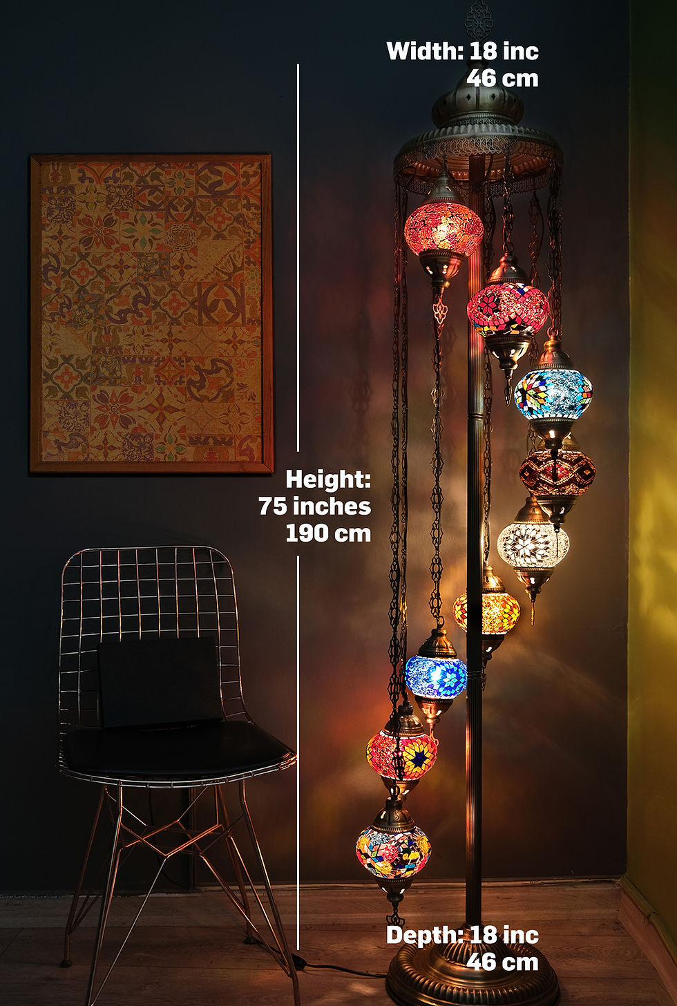 Thumbnail: 9 Globe Turkish Mosaic Floor Lamp