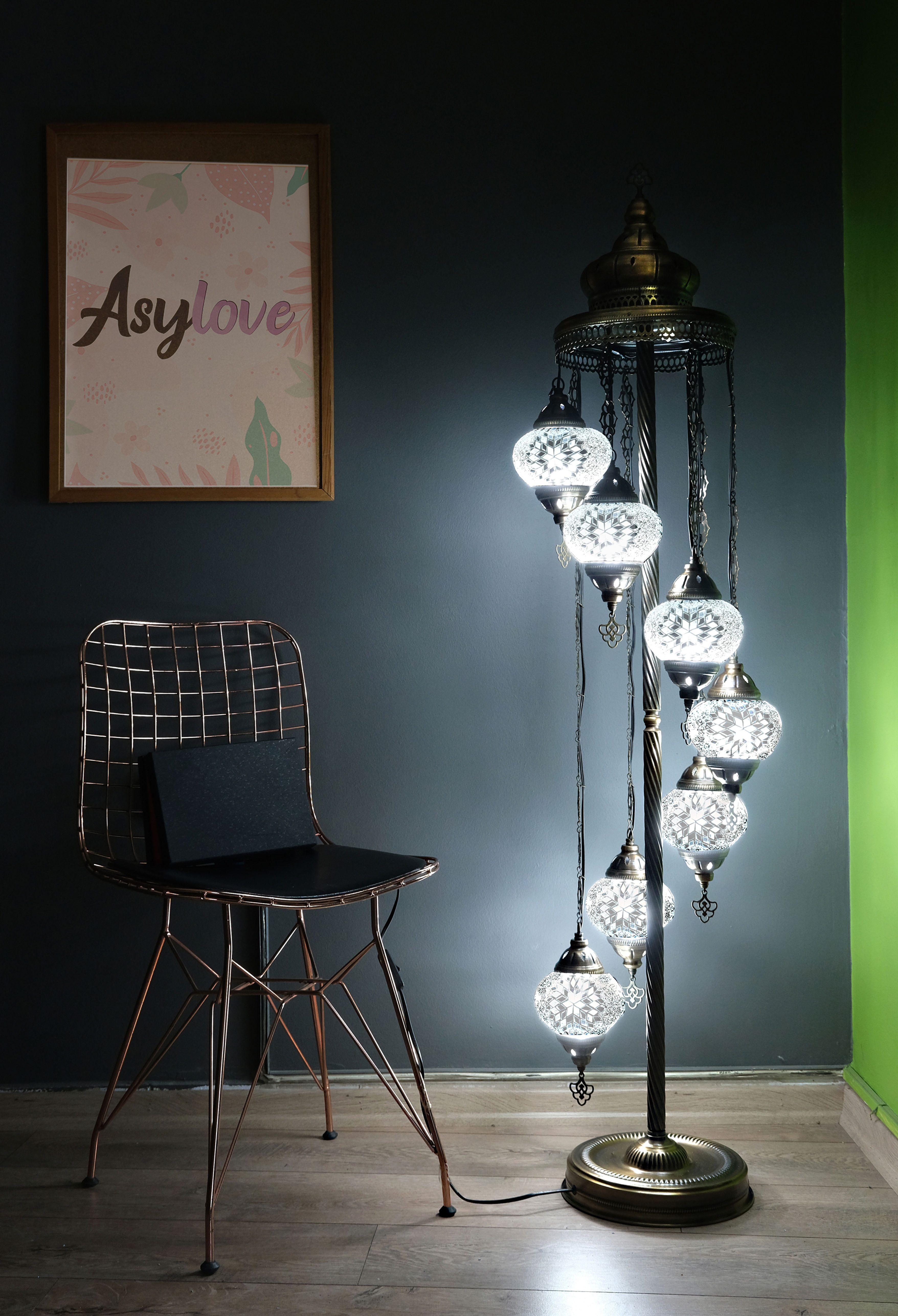 7 globe turkish mosaic floor lamp