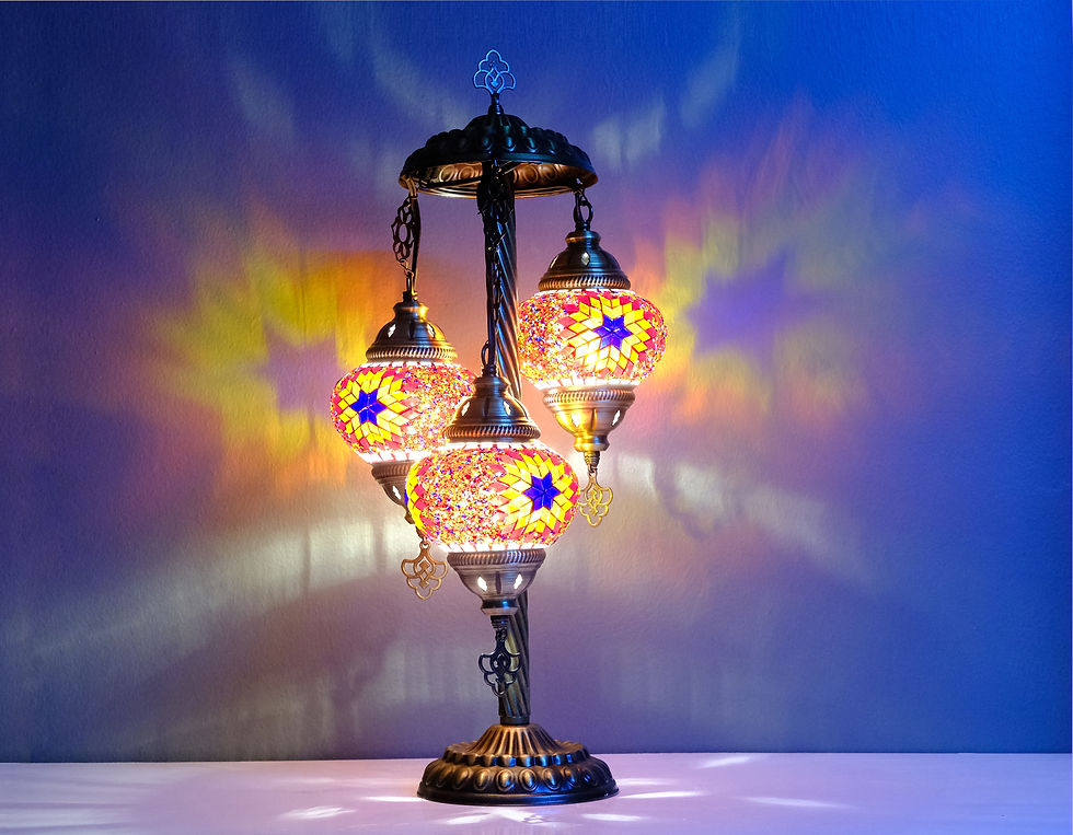Thumbnail: 3 globe orange turkish mosaic lamp