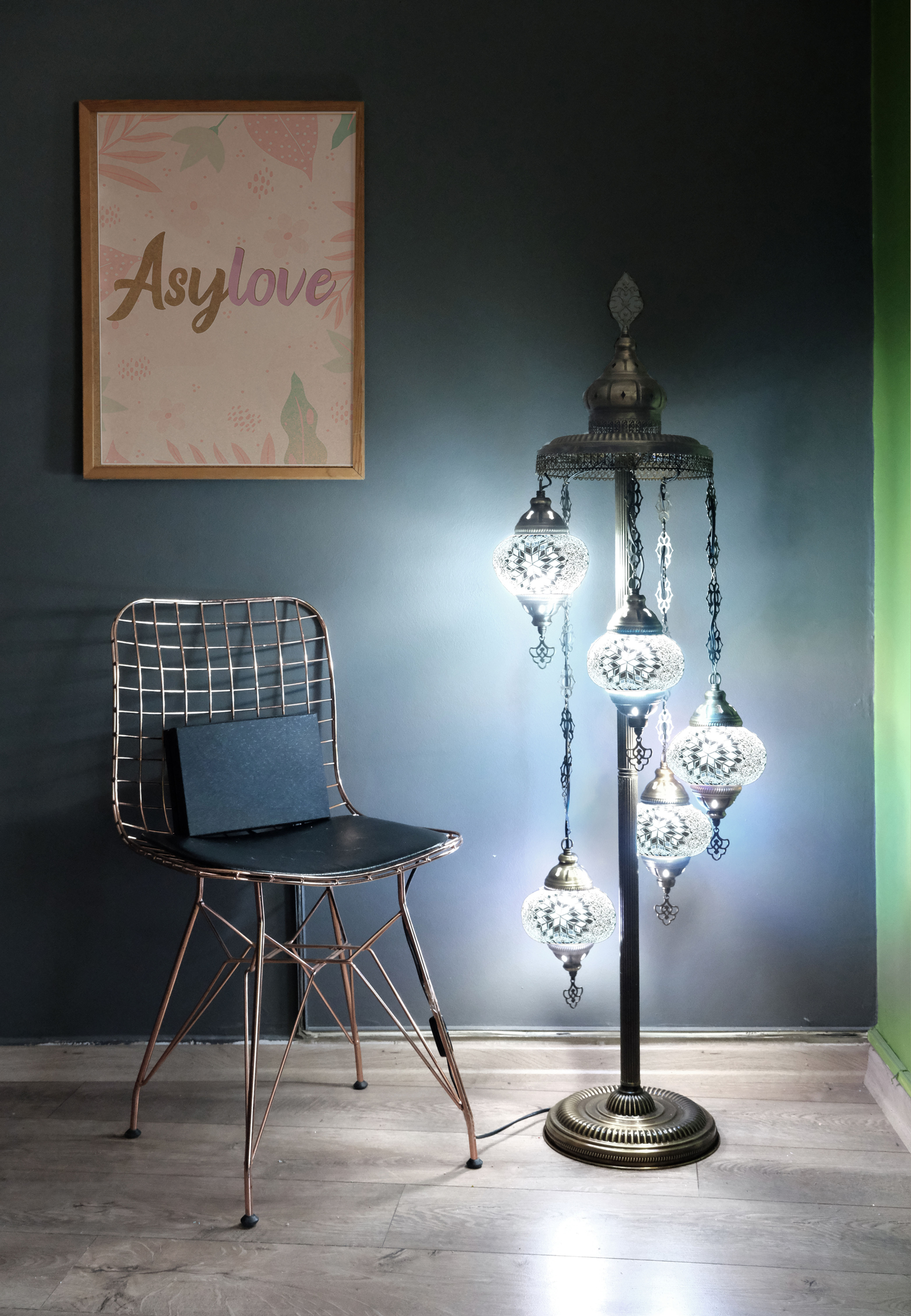 5 globe turkish mosaic floor lamp