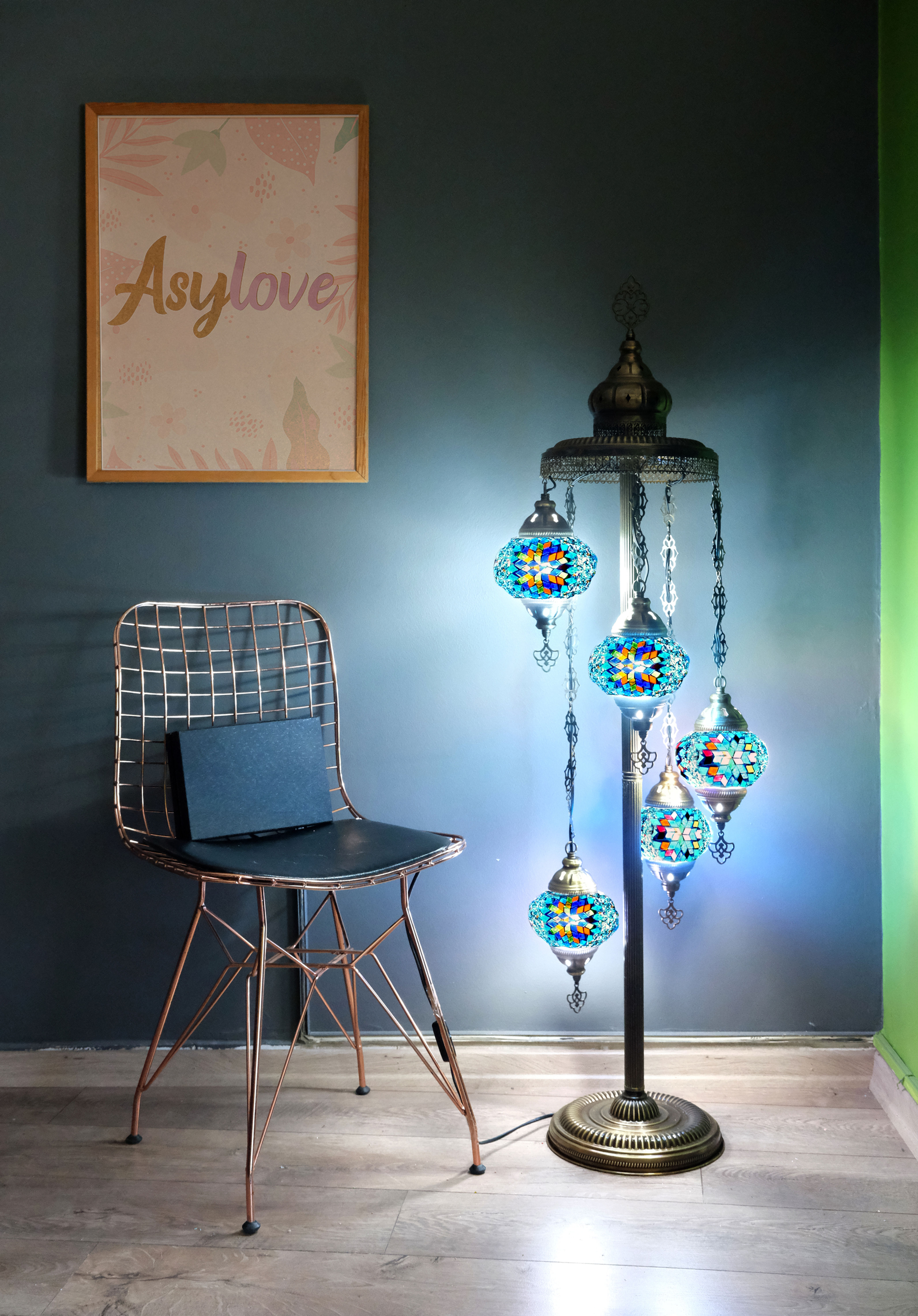 5 globe turkish floor lamp
