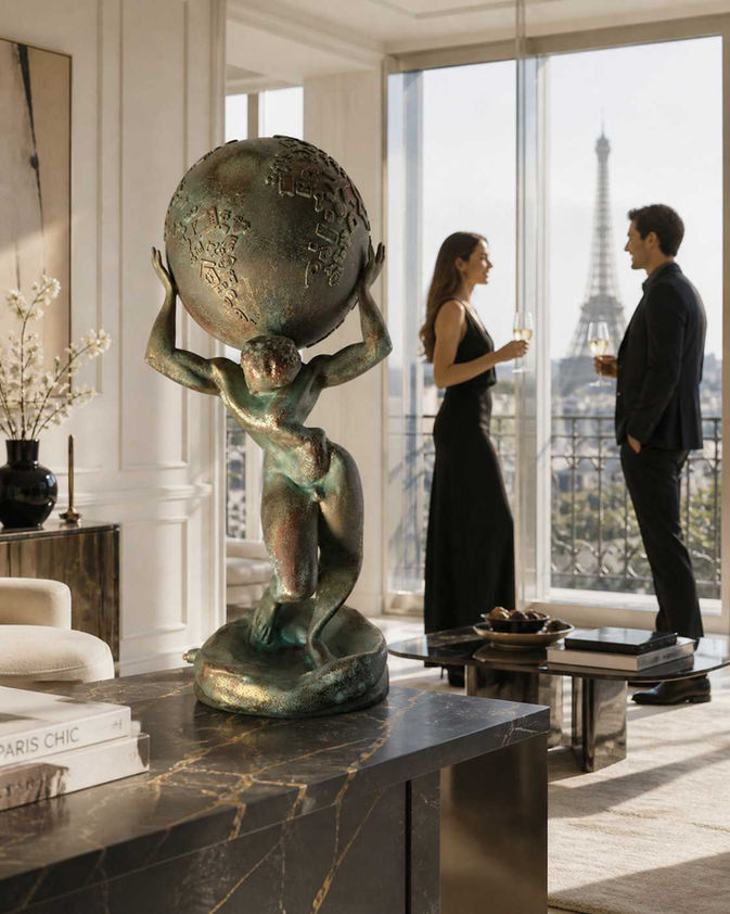 sculpture contemporaine Atlas du sculpteur français Arson décoration intérieure