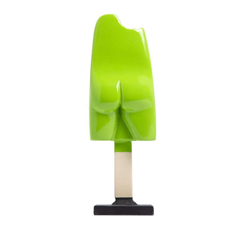 Sculpture pop contemporaine en résine vert pomme, sucette stylisée – Arson