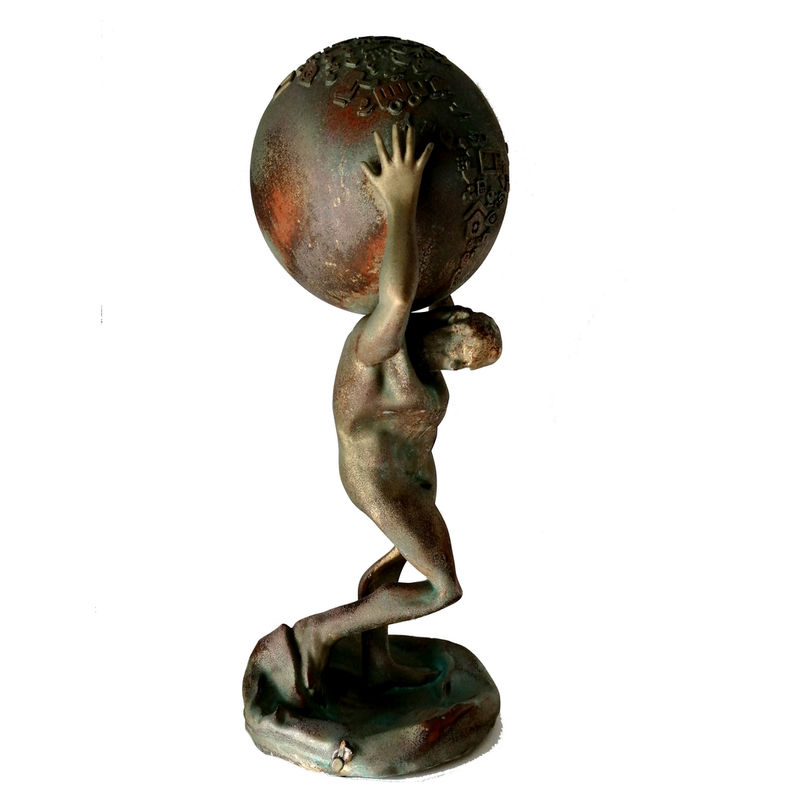 sculpture Atlas contemporaine pour décoration élégante bronze antique