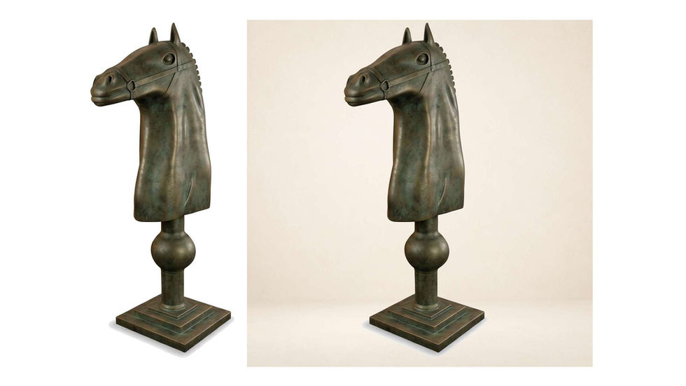 Sculpture contemporaine monumentale résine cavalier échecs effet bronze antique par Arson