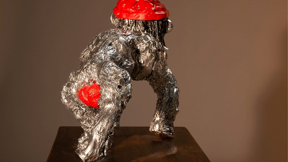 Sculpture Contemporaine chimpanzé King Kong bois résine — Arson Sculptures