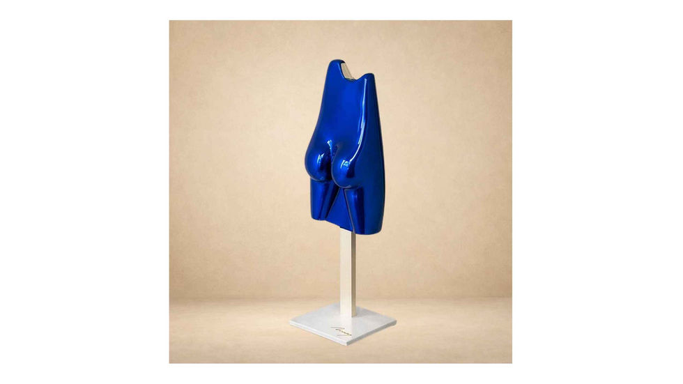 sculpture contemporaine pop art l'Esculmau bleu métallisé d'Arson sculpteur contemporain français