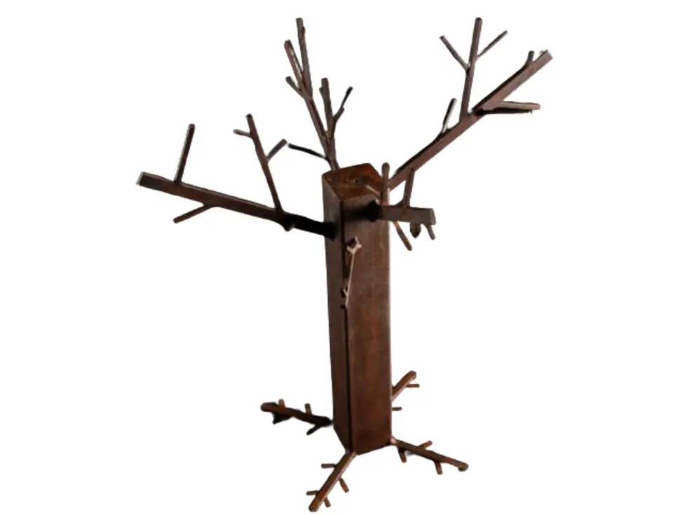 Sculpture contemporaine d’arbre métallique, structure ajourée et élégante
