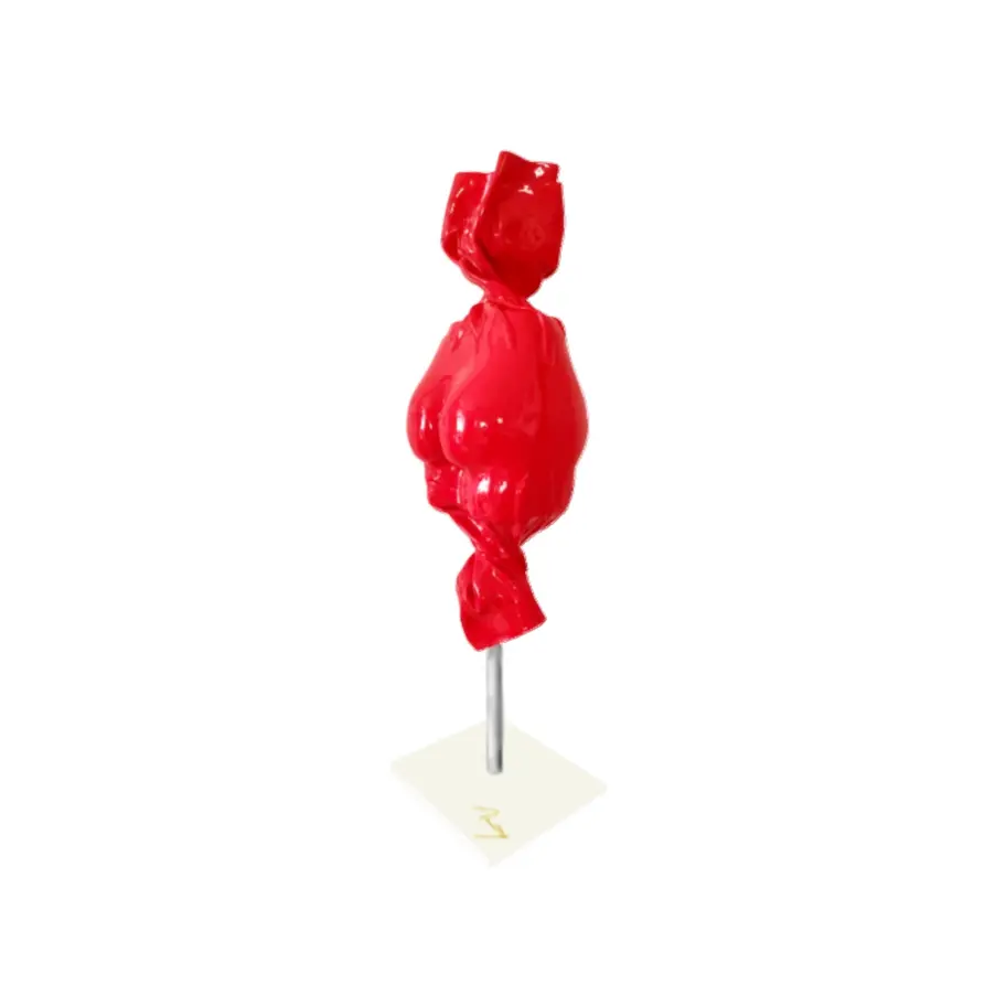 sculpture bonbons rouge, fabriquée en résine pop'art, signée Arson