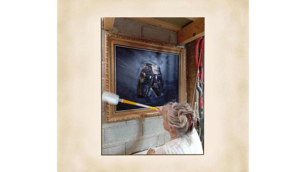 Fragment sculpture contemporaine murale tableau pop dans cadre doré - atelier Arson