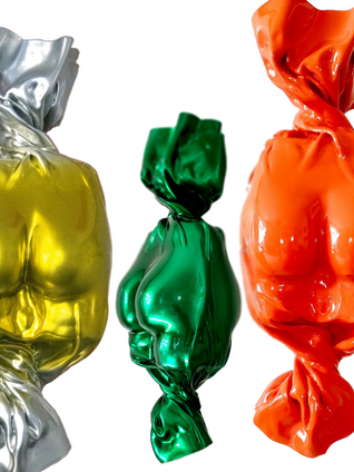 sculptures pop de bonbons aux parfums colorés.
