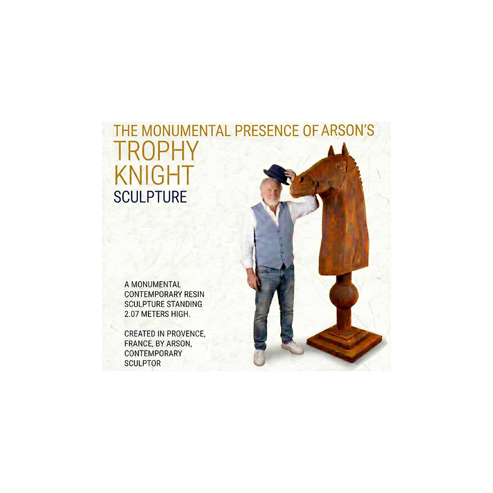 Grande sculpture contemporaine monumentale cavalier échecs Arson sculpteur français