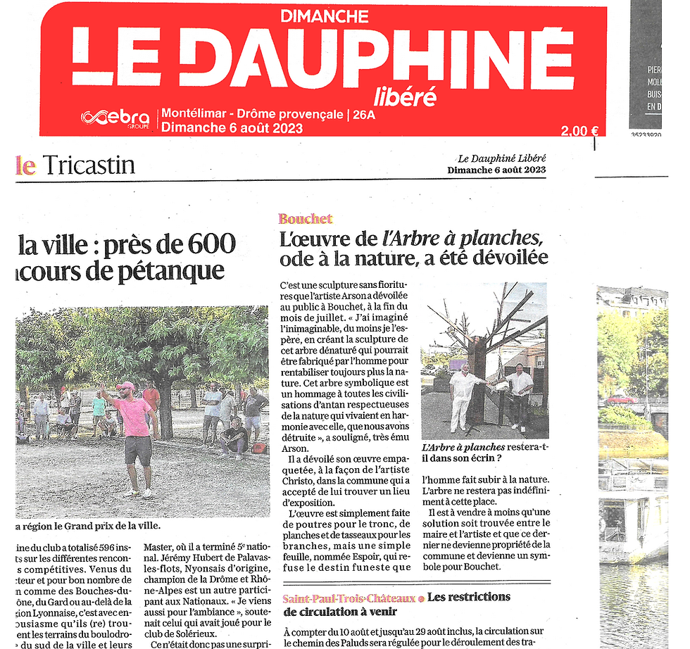 Article de presse inauguration d'une sculpture