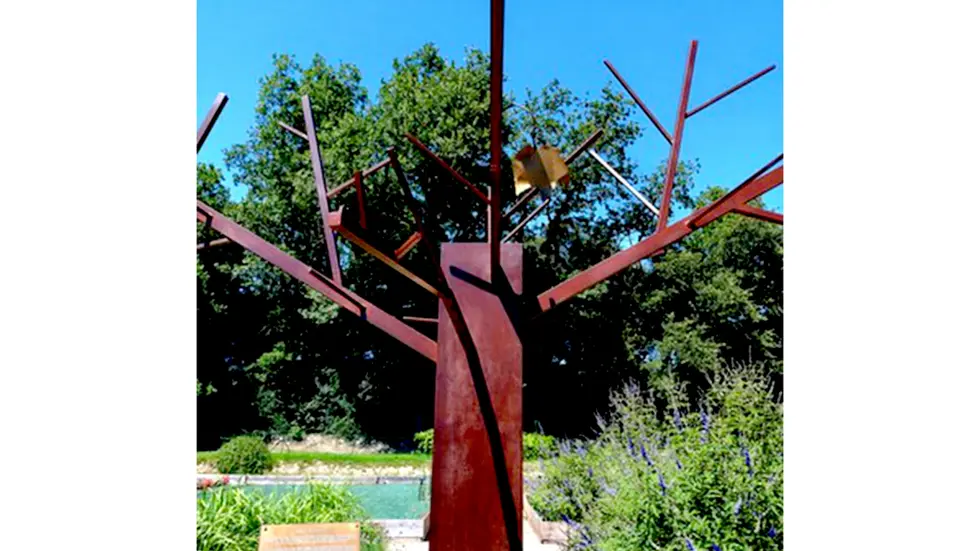 sculpture contemporaine monumentale en fer rouillé arbre contestataire environnement Arson